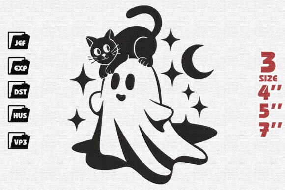 Cute Ghost and Black Cat Embroidery Design Review