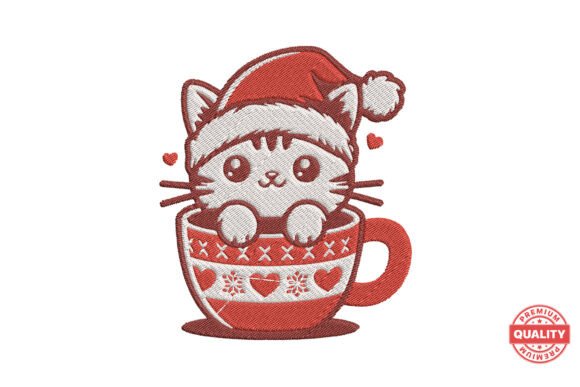 Review: Christmas Cat in Mug Embroidery Design
