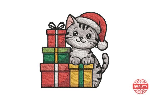 Review: Christmas Cat with Presents Embroidery Design