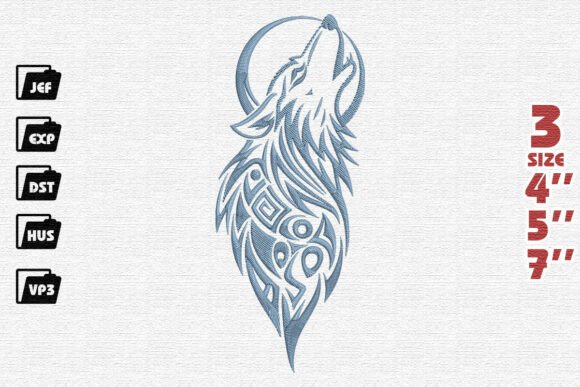 Review: Tribal Wolf and Moon Embroidery Design